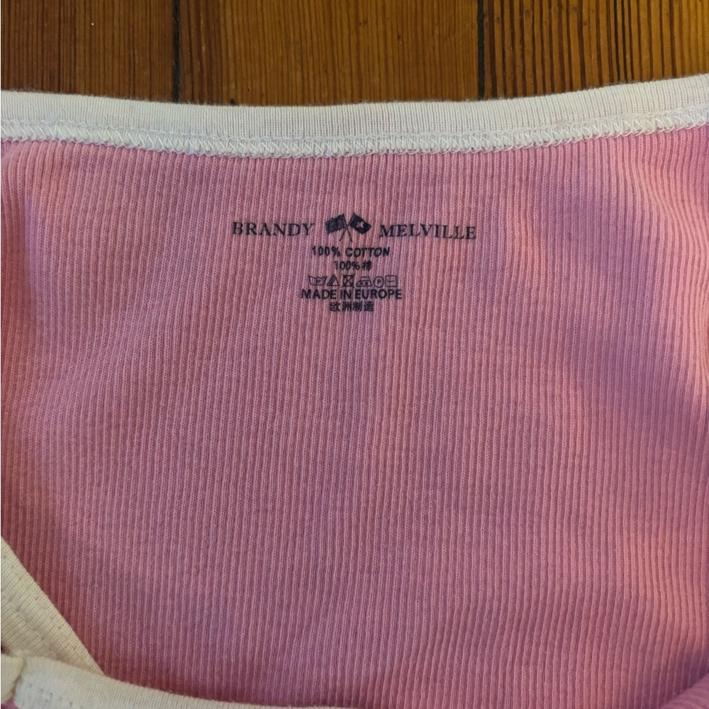 Brandy Melville Pink and White “Heaven Sent” Tank Top - Picture 3 of 3